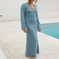 thumbnail image 2 of Contrast Color Women‘s Long Knit Dress, 2 of 7