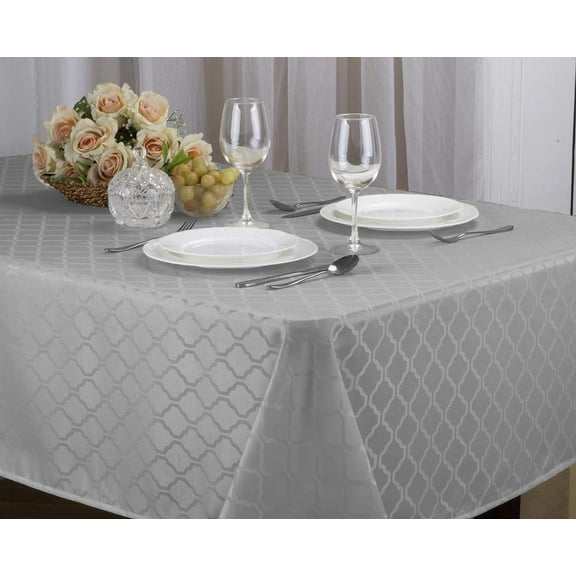 Kashi Home Harriet Jacquard Tablecloth 60"x84" Silver