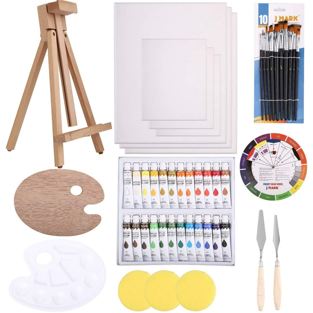 48pc Deluxe Painting Kits For Adults Includes Adjustable Wood Easels