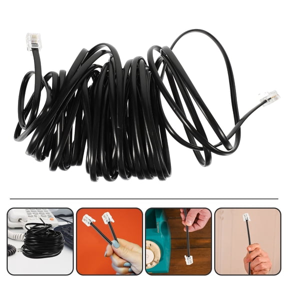 WEAVILUX Black Telephone Cord for Landlines Home Use Durable and
