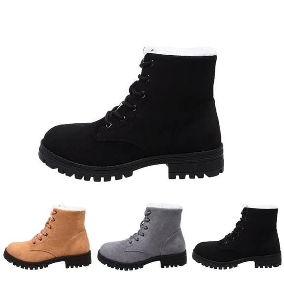 Bixock Boots for Women Fleece Lined Thick Warm Snow Boots Large Size Round Toe Slip On Warm Comfortable Fall Winter Outdoor Women Shoes