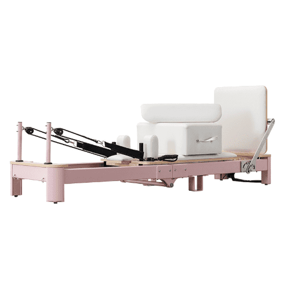 Pink Foldable Pilates Reformer Machine for Home, Aluminum Reformer Pilates Machine for Home and Studio