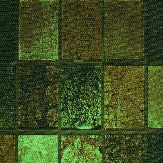 Ahgly Company Machine Washable Indoor Square Transitional Dark Lime Green Area Rugs, 7' Square