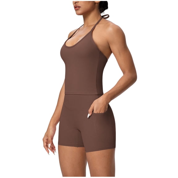 Costeam Womens High Waist Two Piece Yoga Outfit Top and Long Pants Set Outdoor Fitness Casual Style Side Pockets Elastic Waist Stretch Breathable Fabric Athletic Leisure Tracksuit