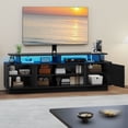 thumbnail image 2 of Uforic 70" TV Stand with Mount for 75''/80'' TV, Entertainment Center w/ Power Strip, LED Lights, Black, 2 of 8