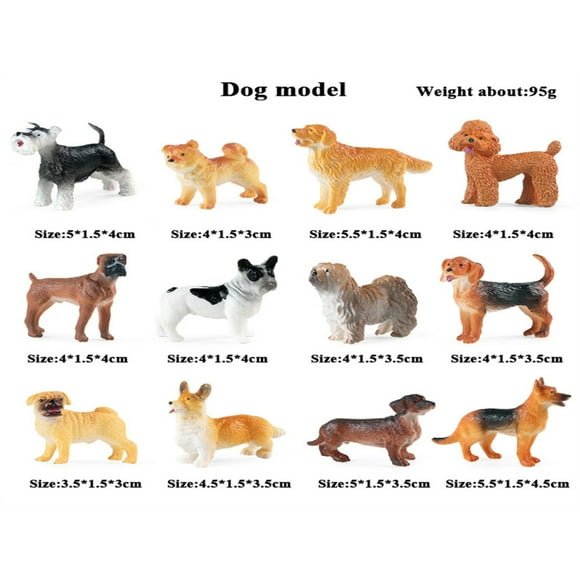 EASTIN 12pcs Dog Animals Model Action Figure Boxer Schnauzer Chihuahua Bulldog Puppy Figurines Lovely Education Toy Kids Gift Room Decoration