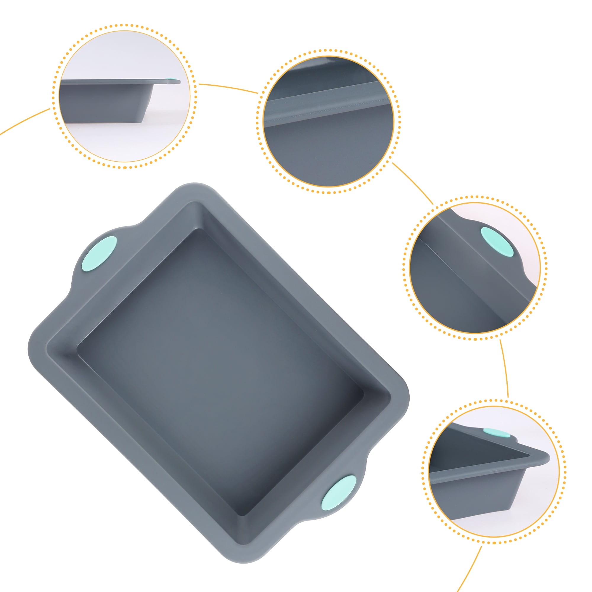 Unique Bargains 3 Packs Nonstick Silicone Baking Pans Gray 13.0*9*2.1in