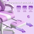 thumbnail image 4 of Wasait Gaming Chair with Footrest High Back Ergonomic Office Gamer Chair with Massage and Headrest Lumbar Support Computer Game Chair Cute Bunny Ears for Adults, Light Purple, 4 of 8