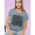 thumbnail image 3 of Stay Happy Checkered Graphic Tee Crop Tee Women's, 3 of 4
