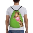 thumbnail image 2 of Kdxio Funny Giraffe Blowing Bubble Print Drawstring Backpack Bag,Waterproof Draw String Back Sack, Gym Drawstring Bags Swim Bag For Unisex, 2 of 9