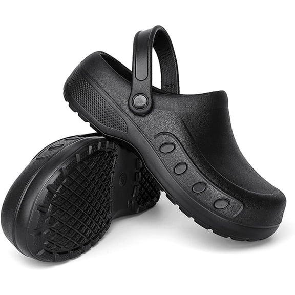 Men's Chef Clogs, Non-Slip Safety Shoes, Waterproof and Oil Resistant, Adjustable Straps, Suitable for Restaurant, Kitchen, Nursing Work, Garden Clogs for Catering Cooking.