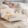 thumbnail image 2 of Kicctian Queen Size Bed with Adjustable LED Headboard & Velvet Princess Platform,Wood Slats Support, No Box Spring Needed, White, 2 of 4