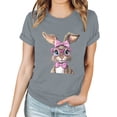 thumbnail image 4 of Pantalones Cortos para las Mujeres Sexy Pascua Moda Impresión Cuello Redondo Tee, Poliéster Ligero Casual Top para Primavera Verano Diario, Blusa de Suéter, 4 of 4