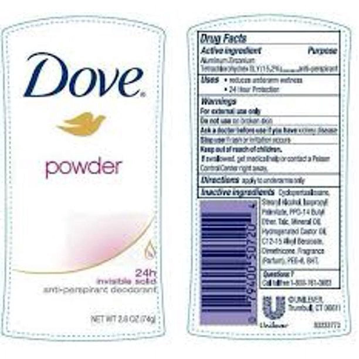 Dove Antiperspirant Deo Invisible Sweat & Odor Protect Powder, 2.6 oz 9 Pack