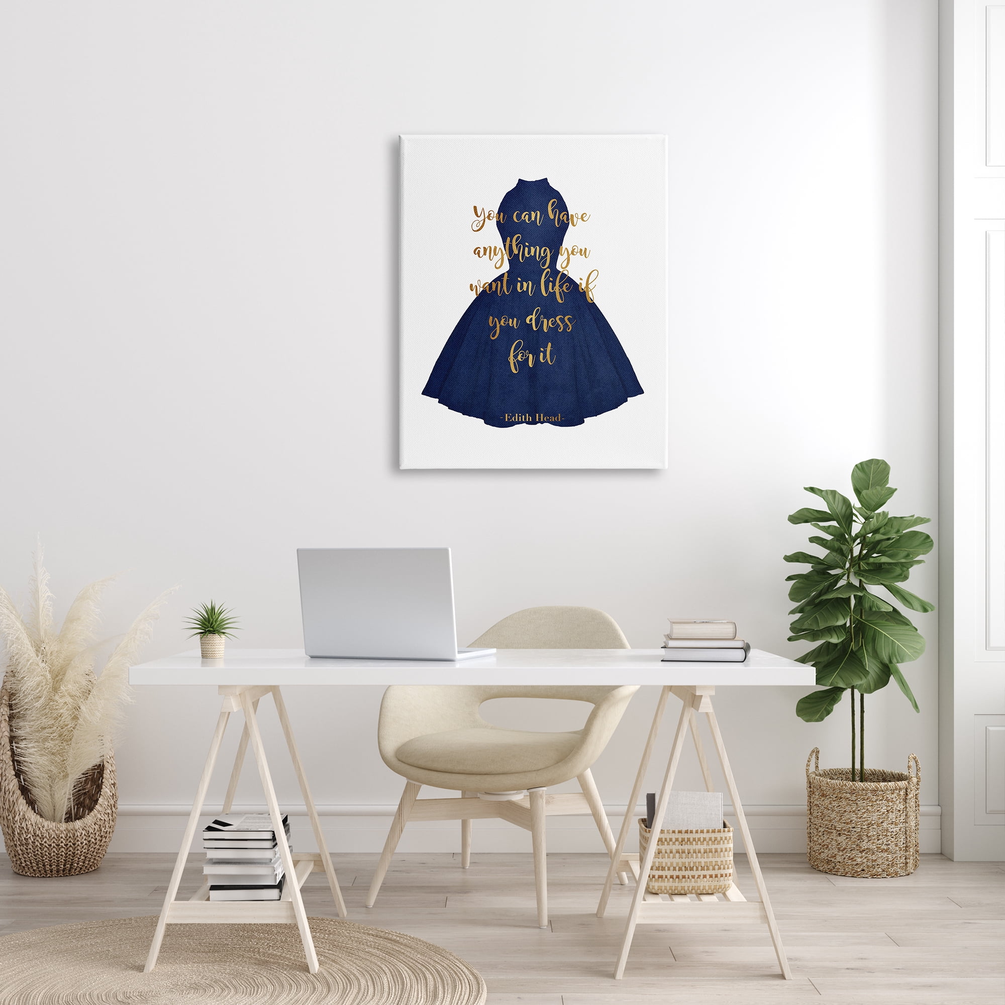 Stupell Industries If You Dress For It Quote Blue Gown Fashion Graphic Art Gallery-Wrapped Canvas Print Wall Art, 30x40, by Amanda Greenwood