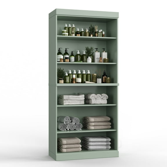 Palace Imports  100% Solid Wood 32" Bathroom Cabinet with Frosted Glass Doors, 2-Drawers and Adjustable Shelves, Sage