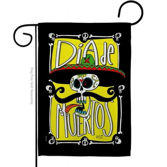 Angeleno Heritage G135070-BO 13 x 18.5 in. Dia de Muertos Skull Garden Flag with Fall Day of Dead Double-Sided Decorative Vertical Flags House Decoration Banner Yard Gift