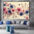 thumbnail image 2 of Mudket Pink Blue Floral Canvas Wall Art, Watercolor Flower & Butterfly Wall Decor, Framed Botanical Artwork for Living Room Bedroom Bathroom, Ready to Hang Farmhouse Floral Print - 12"L x 8"W, 2 of 10