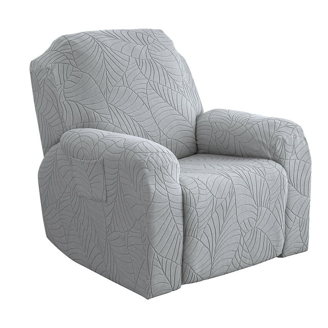 Nvzi Couch Cover Grey Jacquard Stretch Sofa Covers Reclining Chair Cover for Living Room Sofa Easy Fit Washable Furniture Sofa Protector(1 seat)