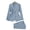 Blue, variant on Women Two-Piece Suit Spring Autumn Long Sleeves Lapel Collar Blazer Jacket Wide Leg Pants Work Office Business Casual Outfits Pantsuit