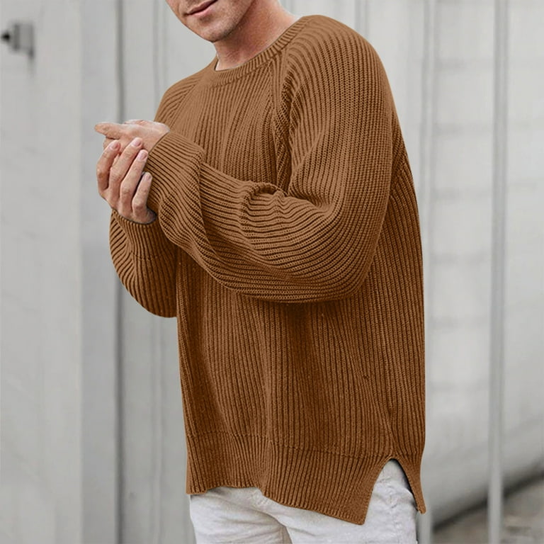 fvwitlyh Cream Sweater Mens Fashion Casual Slim Fit Button Down Cable  Knitted Stand Collar Pullover Sweater 