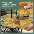 thumbnail image 5 of Round Outdoor Tablecloth with Umbrella Hole and Zipper, Yellow Daisy Rustic Tablecloth with Elastic Waterproof, Pastoral Flowers Honeybees Brown Wood Patio Table Covers for 45" - 54" Pool Tables, 5 of 9