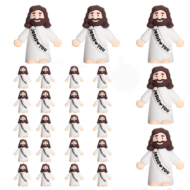 64 mini figuras de Jesús, Pascua Jesús te ama, juguetes de Cristo, pequeñas figuras de Cristo para esconder y buscar regalos de fiesta religiosa de la escuela dominical, regalo ,Black