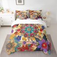 thumbnail image 2 of Homewish Boho Bohemain Flower 7 Pieces Bedding Comforter Set,Vintage Countryside Floral Full Bedding Set,Watercolor Rustic Plant Fitted Sheet Flat Sheet For Girls,Breathable Home Decor Reversible, 2 of 8
