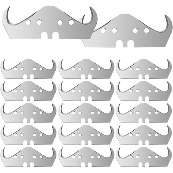 100-Pack Super Big Hook Trimming Blades for Roofing and Flooring, Double Sided with 2 Notches and 4 Holes, Carbon Steel