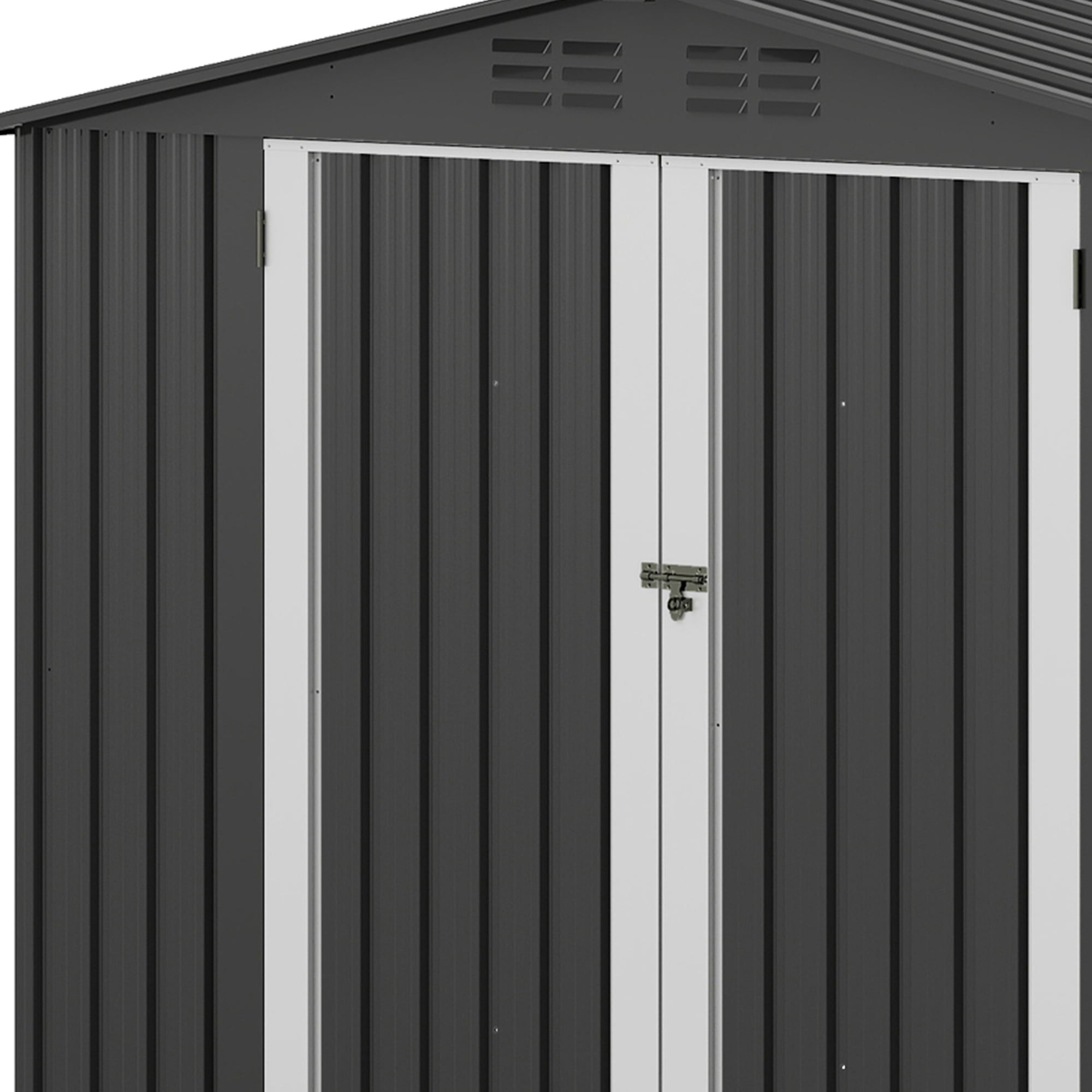 Uforic 7'x5' Metal Outdoor Storage Shed, Waterproof Tool Shed with Lockable Door and Vents, Storage Unit for Bike, Tools, Lawn Mower, Backyard Patio Lawn, Dark Gray