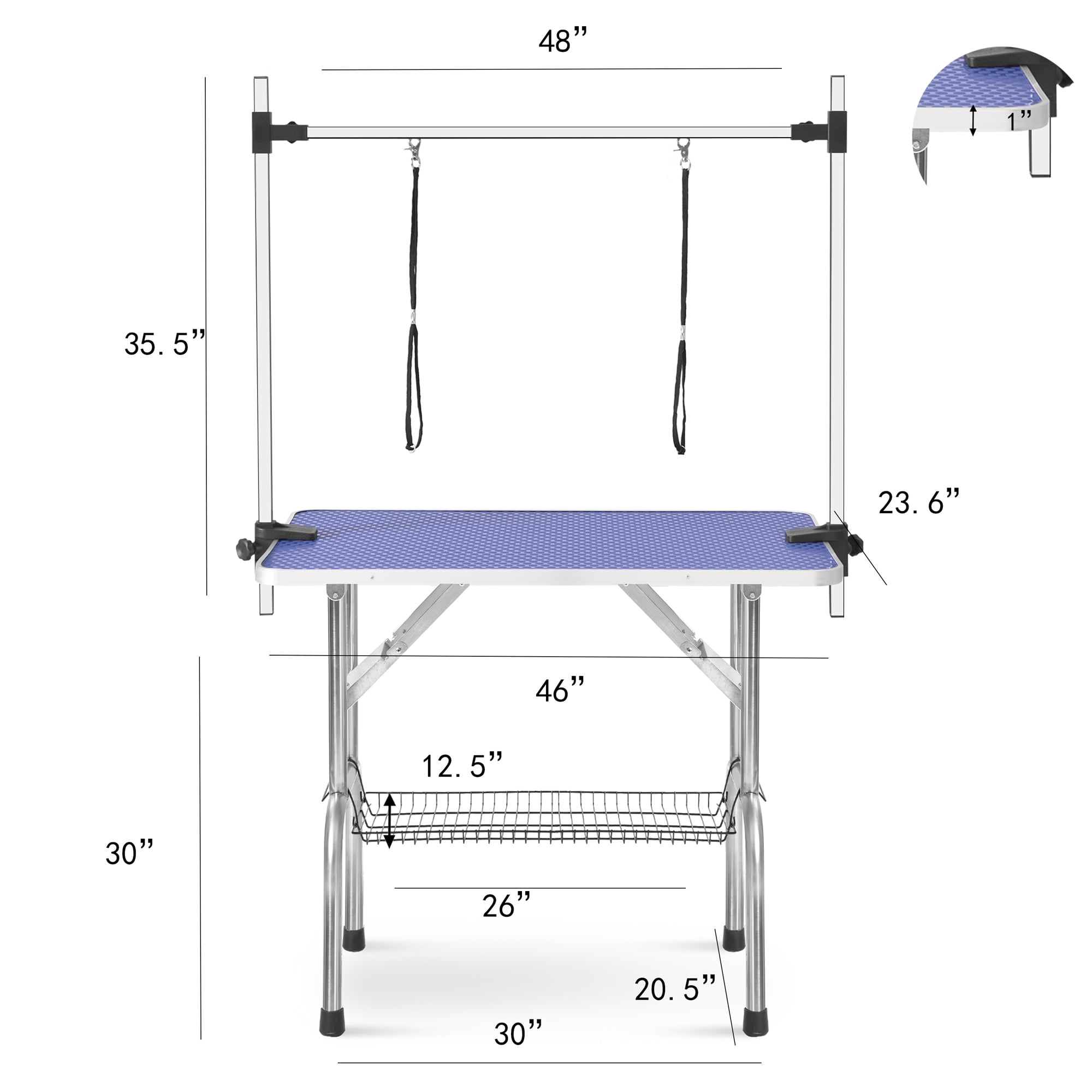 Miniyam 46" Folding Dog Pet Grooming Table, Weight Capacity: 300lbs, Blue