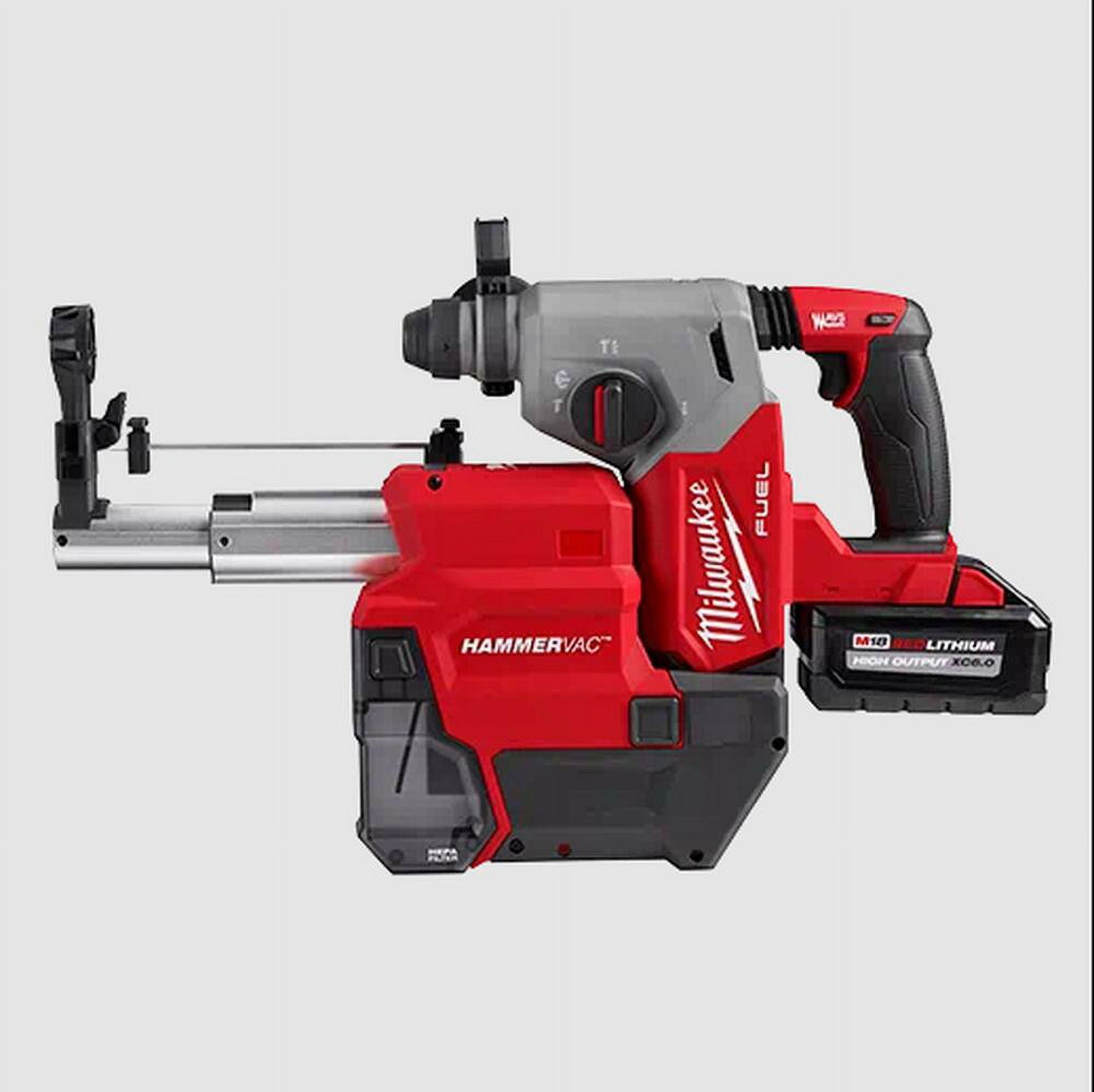 Milwaukee 2912-22DE M18 FUEL 1 in SDS Plus Rotary Hammer with Dust Extractor Kit