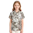 thumbnail image 5 of Kids Girls Short Sleeve Polo Shirt, Tree Leaf Camo Printed Polyester Top, Casual Outdoor Daily Wear Children Collared T-Shirt,Light Gray,120, 5 of 7