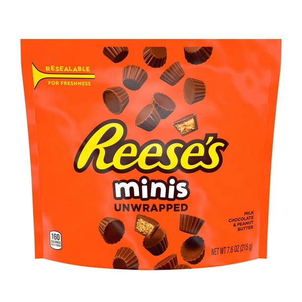 REESE'S Minis Milk Chocolate Unwrapped, Gluten Free Peanut Butter Cups