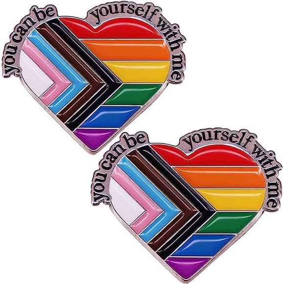 piezas "Puedes ser tú mismo conmigo", broche de solapa de arcoíris,