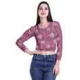 thumbnail image 4 of Moomaya Crop Top Long Sleeve For Women Printed Casual Summer T Shirt Crop Top, 4 of 5