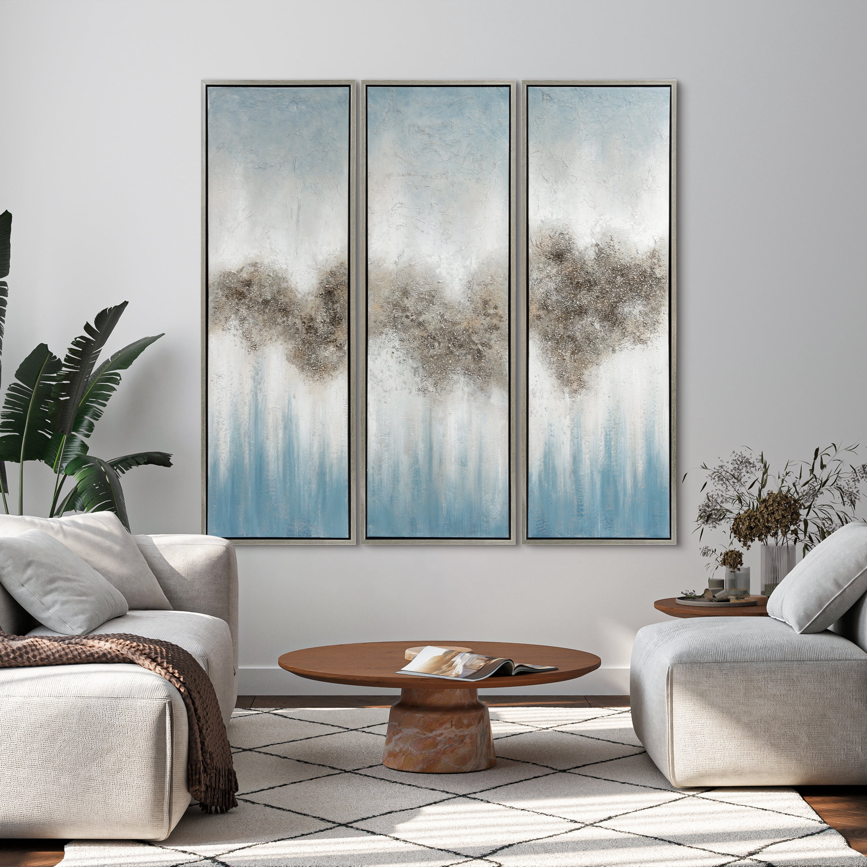 Empire Art Direct Sequence Textured Metallic Hand Painted Triptych Wall Art, 20" x 60" x 1.5" each, Ready to Hang