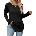thumbnail image 5 of SOMER Womens Tops, Going Out Trendy Long Sleeve Shirts for Women, Thumbhole Cute Basic Tees for Women Loose, Casual Comfort Solid Color Round Neck Womens Sweatshirt for Leggings, Jeans and Skirts, 5 of 6