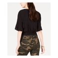 thumbnail image 2 of GYPSIES & MOONDUST Womens New 0573 Black Tie Front V Neck Wrap Casual Top XL B+B, 2 of 2