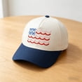 thumbnail image 2 of Navy Blue Patriotic Baseball Cap, Unique Bow Wave Splicing With Flag Embroidery, Breathable Hard Top Headwear for Outdoor Walking, 4th Of July Events, Holiday Parades and Daily Casual Wear, 2 of 8