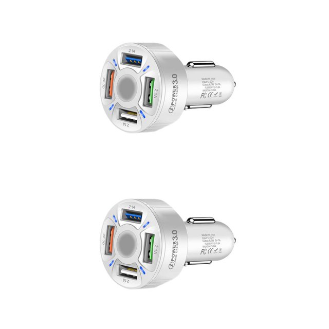 Seitruly de coche de plástico portátil extraíble 12-24V 4 puertos USB antideslizante carga rápida elegante teléfono móvil adaptador de blanco 2piezas