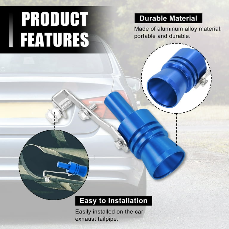 2pcs XL Size Blue Universal Turbo Sound Whistle Muffler Exhaust Pipe Car  Roar Maker