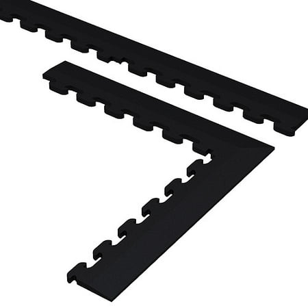 Interlocking Tile: Norsk-Stor Garage Shelving Multi-Purpose Black Commercial PVC Garage Flooring Tile Trim Kit NSTKBLK