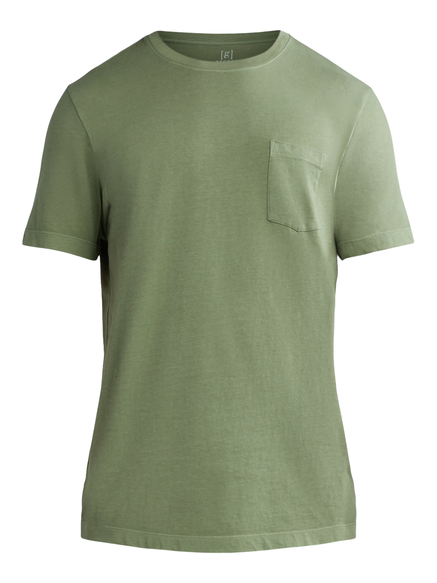 George Men's Garment Wash Crewneck Pocket Tee with Short Sleeves, Size XS-3XL