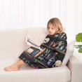 thumbnail image 4 of Black Halloween Skull Book Pattern Blanket Hoodies for Kids 6-13YR Oversize Wearable Blanket Hoodies for Boys Girls Teens, 4 of 7