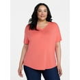 thumbnail image 3 of Time and Tru Women's V-Neck Tunic Tee with Short Sleeves, Sizes XS-XXXL, 3 of 6