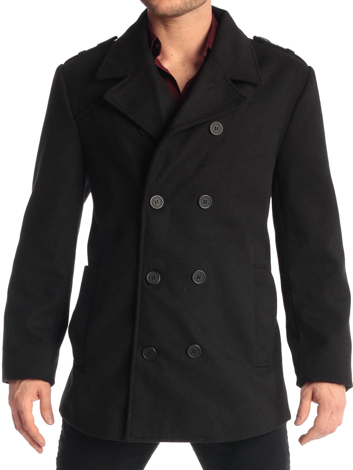 Alpine Swiss Alpine Swiss Jake Mens Pea Coat Wool Blend Double