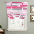 thumbnail image 2 of Pink Gray Stripes Tie Up Curtains 45 Inches Long, Kitchen Window Curtains Over Sink, Watercolor Modern Abstract Minimalist Small Window Curtains Shade Balloon Curtains Valances for Bedroom 34"x45", 2 of 8