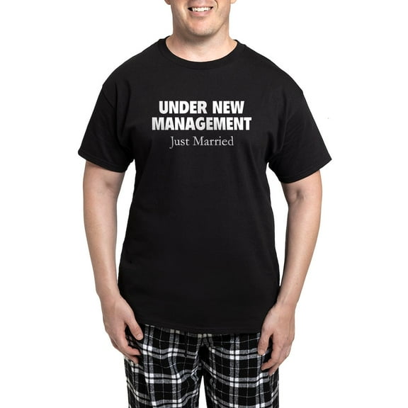 CafePress - Under New Management. Just Married. Men's Dark Paj - Men's Dark Loose Fit Cotton Pajama Set