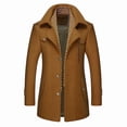 thumbnail image 1 of Abrigo de mezcla de lana para hombre con bufanda desmontable o cuello interior, abrigo de botonadura sencilla, gabardina cálida de invierno, 1 of 5